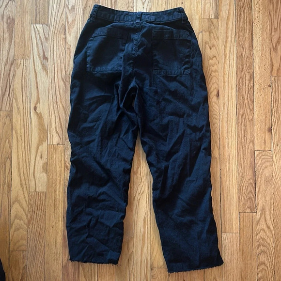 Frank & Eileen sz 2 black cotton linen blend pants zip front back pockets - Picture 5 of 9
